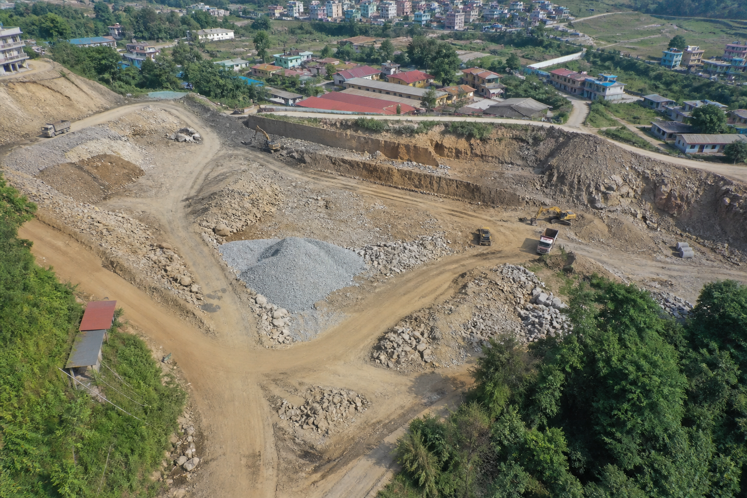 Construction earthworks from aerial survey angle