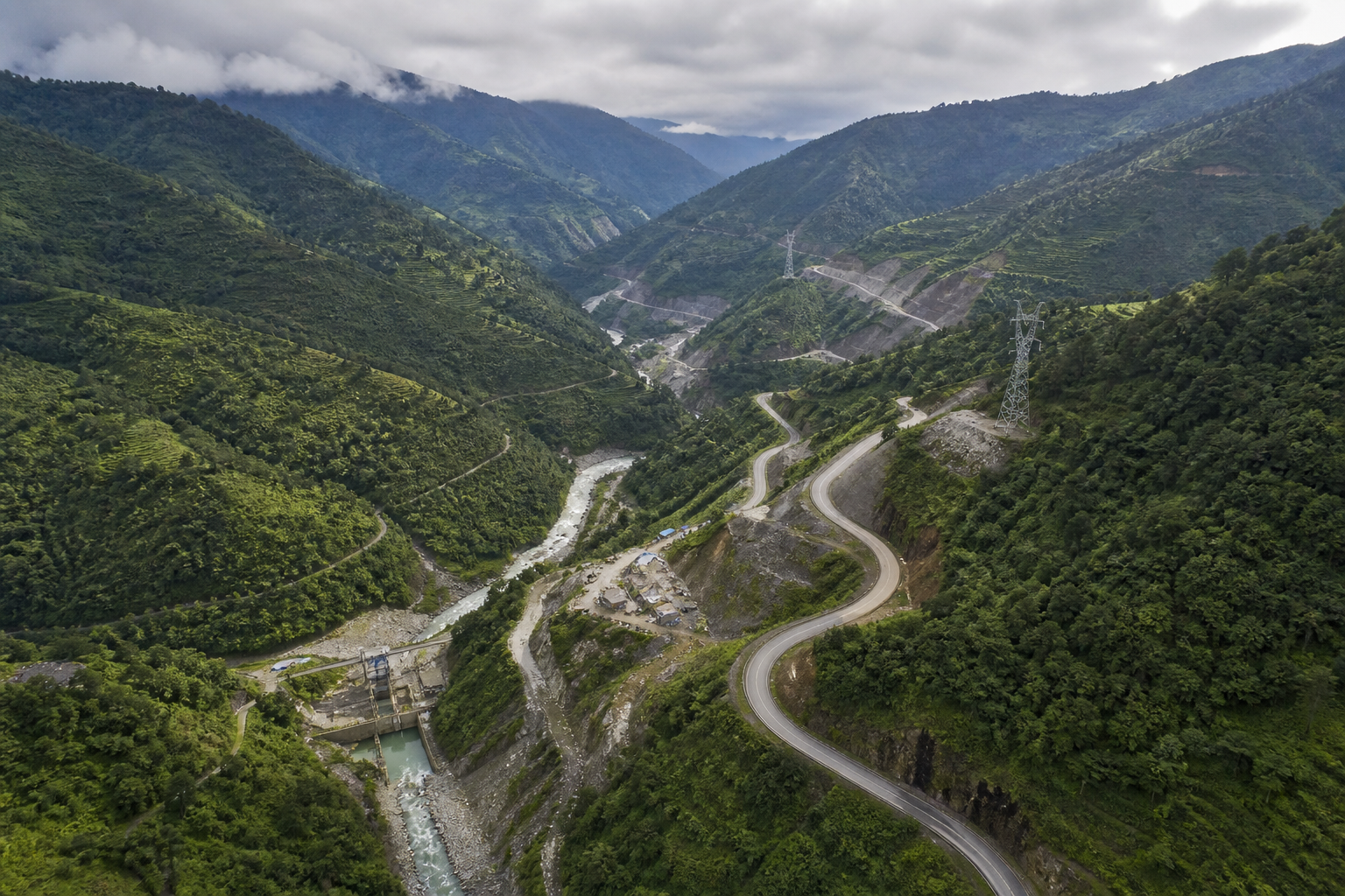 Infrastructure corridor through mountain hills