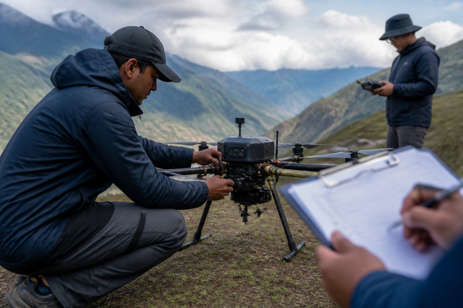 Field crew preparing a survey mission